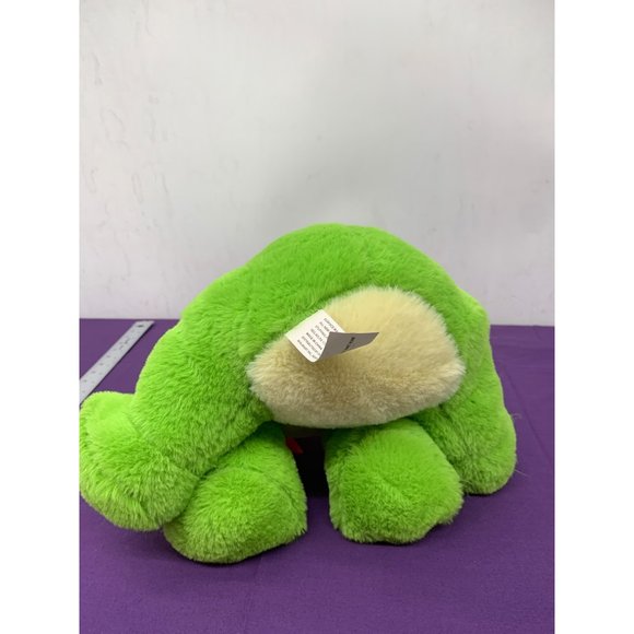 Walmart Green Frog Pink Bow Bunny Ears Easter 14.5 Inch Plastic Eyes Plush Stuff - Picture 5 of 11